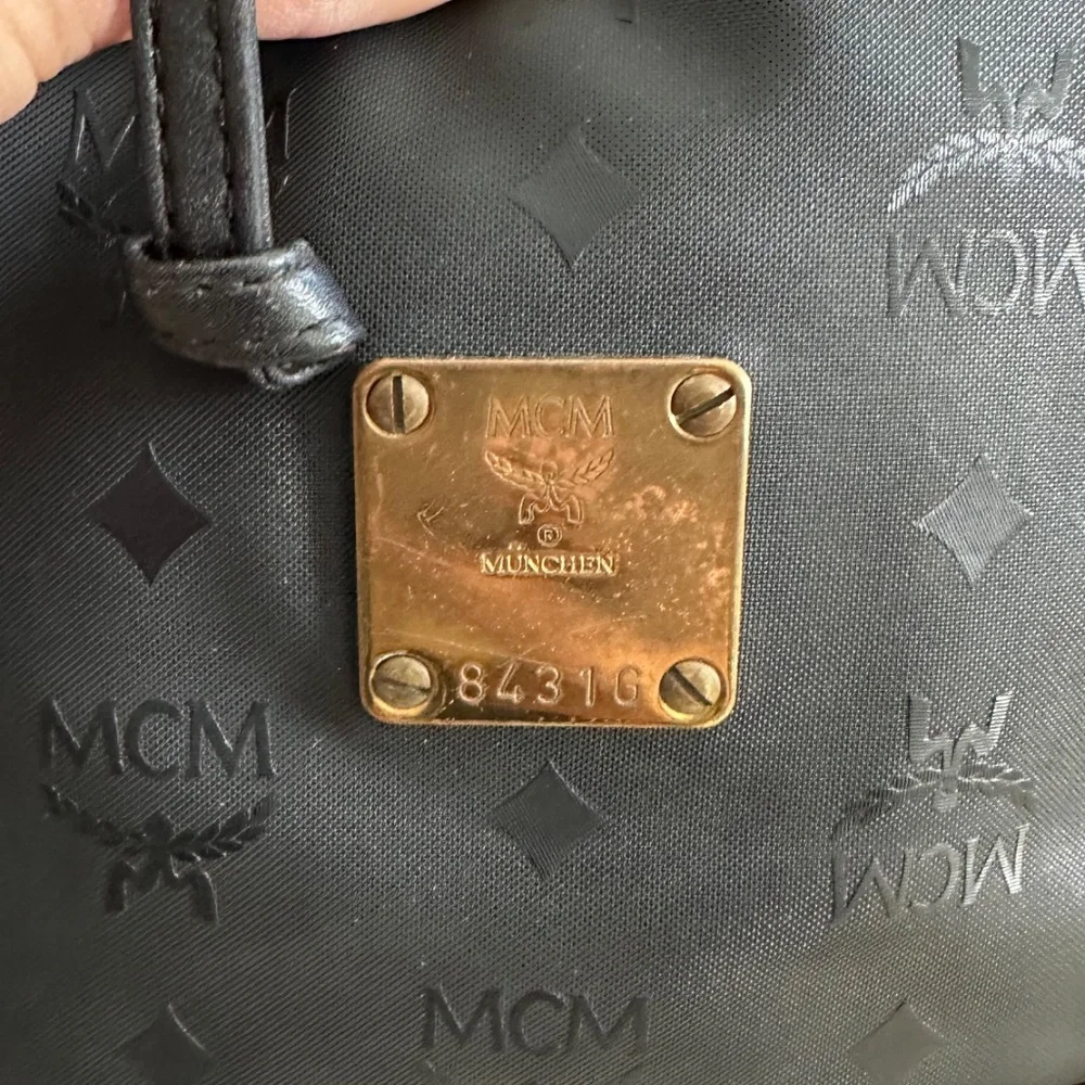 Vintage MCM Black Canvas/Leather Bucket Bag - Picture 6 of 16